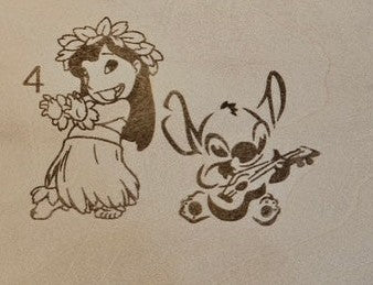 Lilo & Stitch Edition Aulani Character Signature Engraved Wood Surfboard Souvenirs with Resin Wave